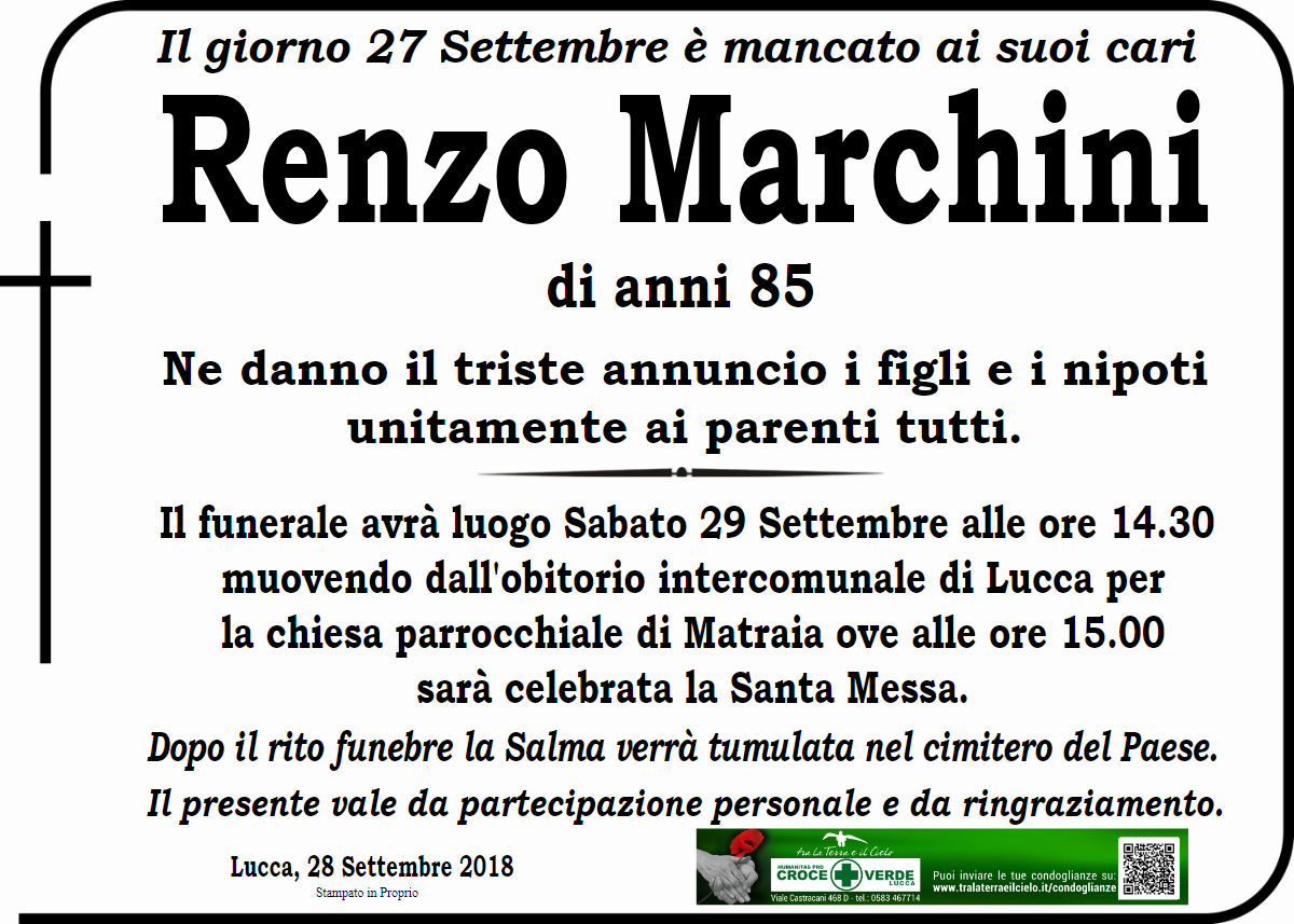 Renzo Marchini anni 85