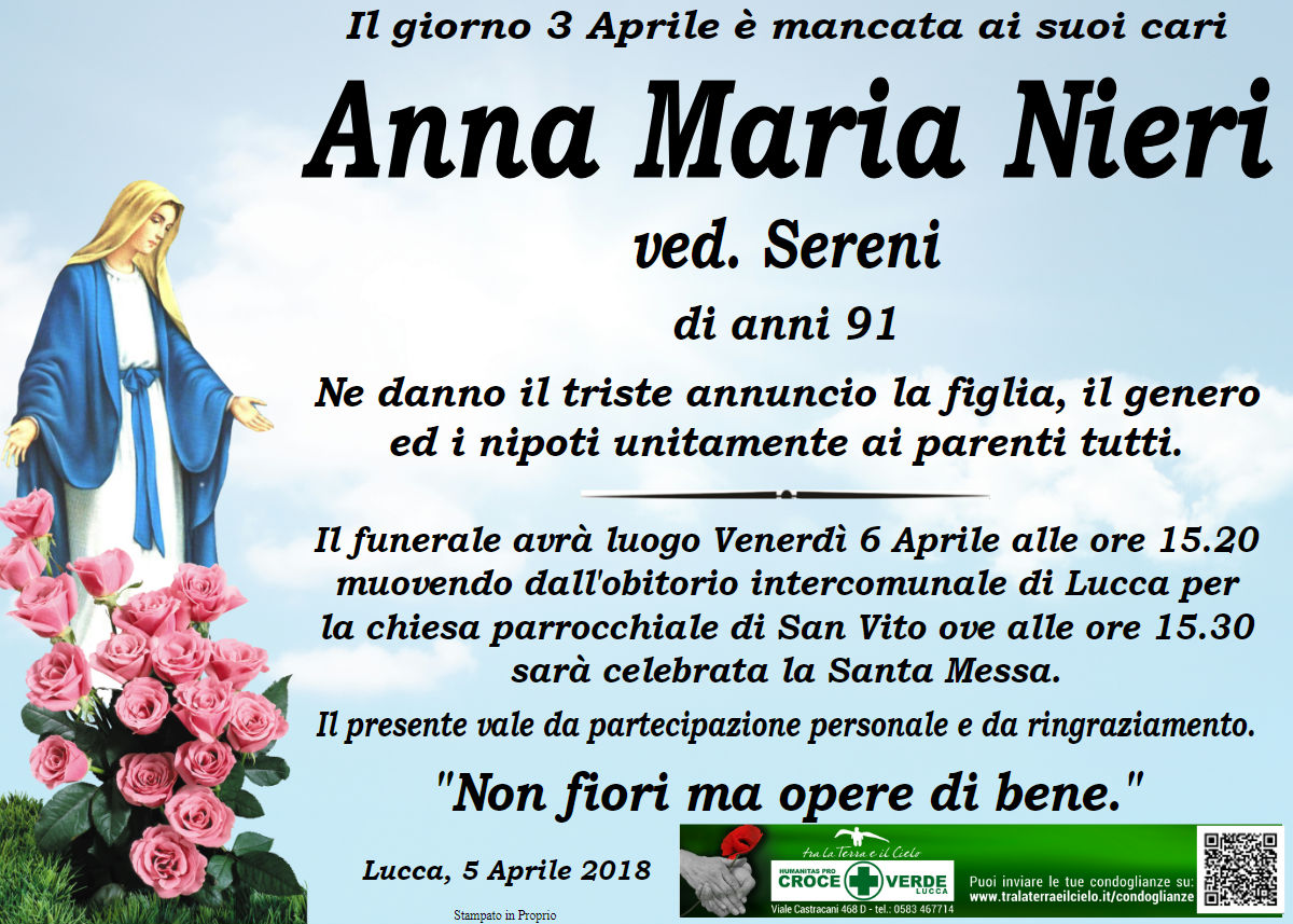 Anna Maria Nieri ved. Sereni