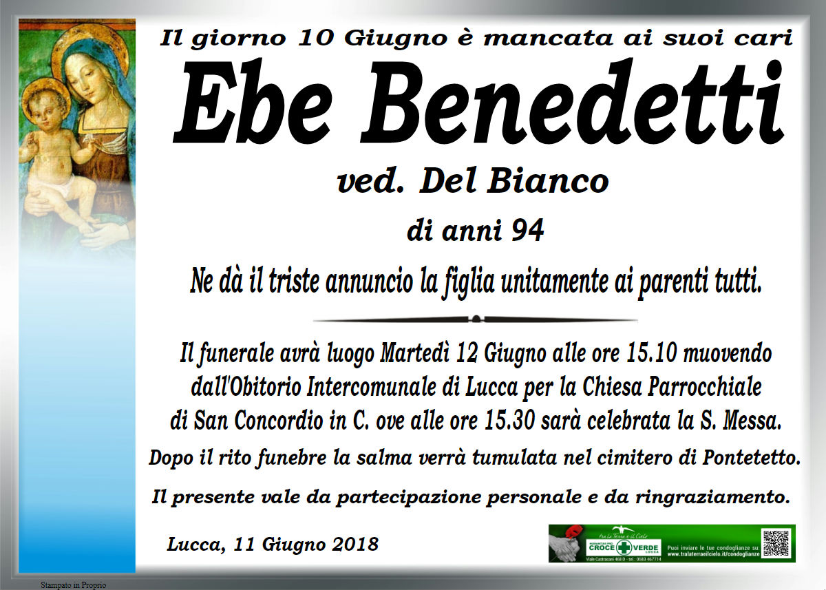 Ebe Benedetti ved. Del Bianco