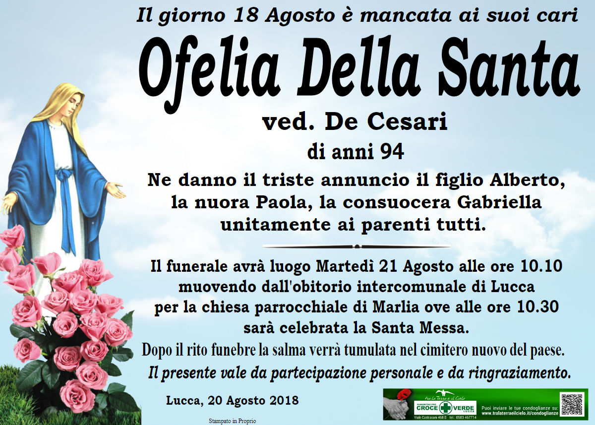 Ofelia Della Santa ved. De Cesari