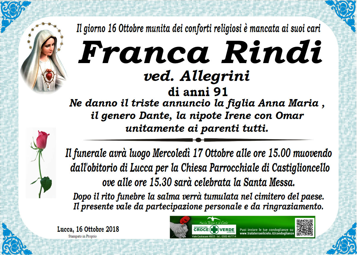 Franca Rindi ved. Allegrini