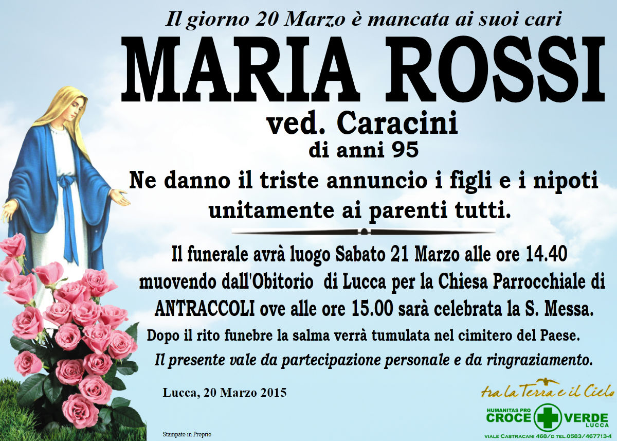 Maria Rossi ved. Caracini