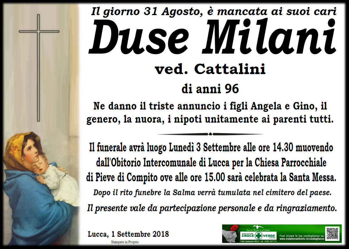 Duse Milani ved. Cattalini