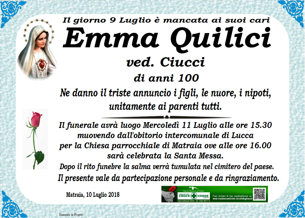 Emma Quilici ved. Ciucci
